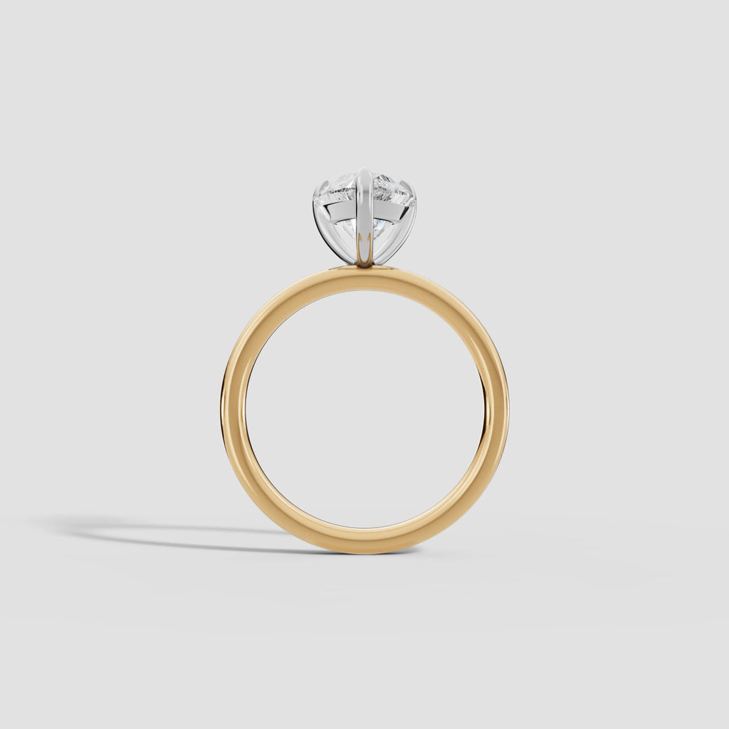 GAIA | Anillo solitario pera en oro platino moissanita diamante Oro amarillo 18k + platino - Anillo de compromiso personalizado BRAVORA Jewelry