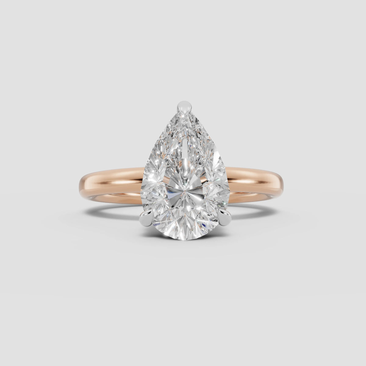 GAIA | Anillo solitario pera en oro platino moissanita diamante Oro rosa 18k + platino - Anillo de compromiso personalizado BRAVORA Jewelry