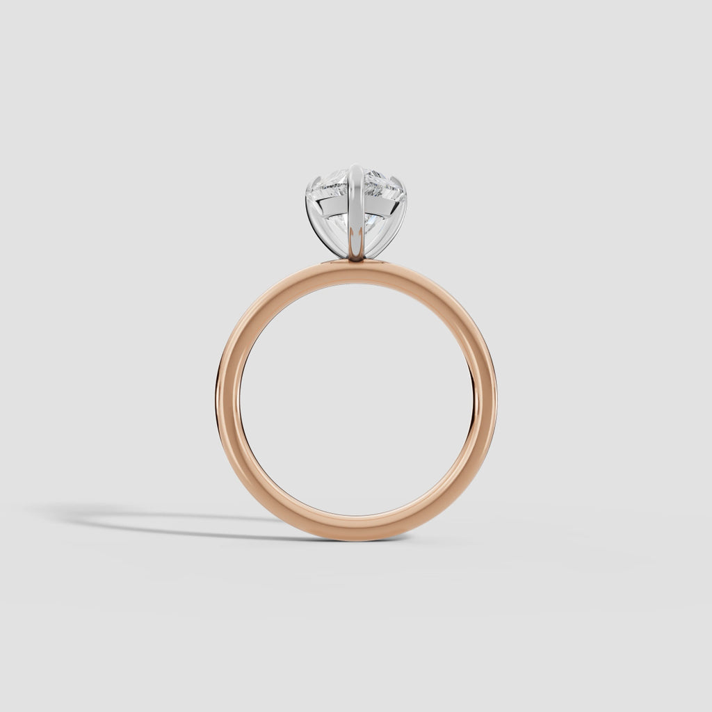 GAIA | Anillo solitario pera en oro platino moissanita diamante Oro rosa 18k + platino - Anillo de compromiso personalizado BRAVORA Jewelry