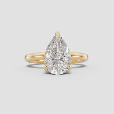 GAIA | Anillo solitario pera en oro platino moissanita diamante Oro amarillo 14k - Anillo de compromiso personalizado BRAVORA Jewelry