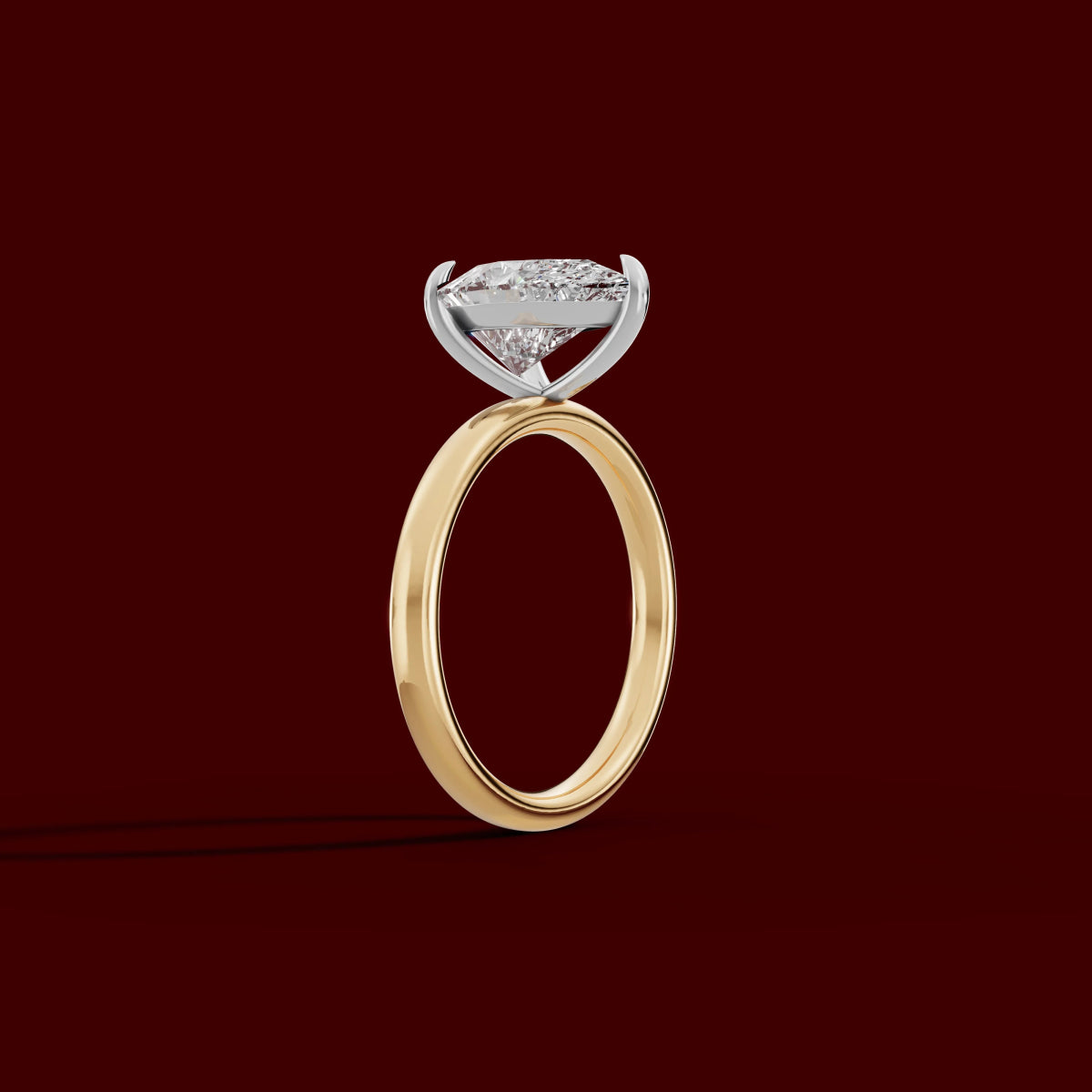 GAIA | Anillo solitario pera en oro platino moissanita diamante Oro amarillo 18k + platino - Anillo de compromiso personalizado BRAVORA Jewelry