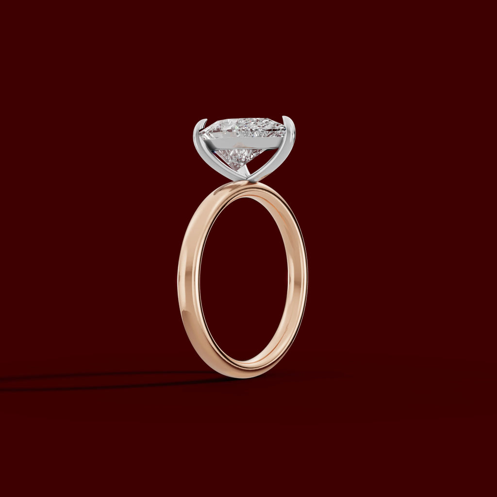 GAIA | Anillo solitario pera en oro platino moissanita diamante Oro rosa 18k + platino - Anillo de compromiso personalizado BRAVORA Jewelry
