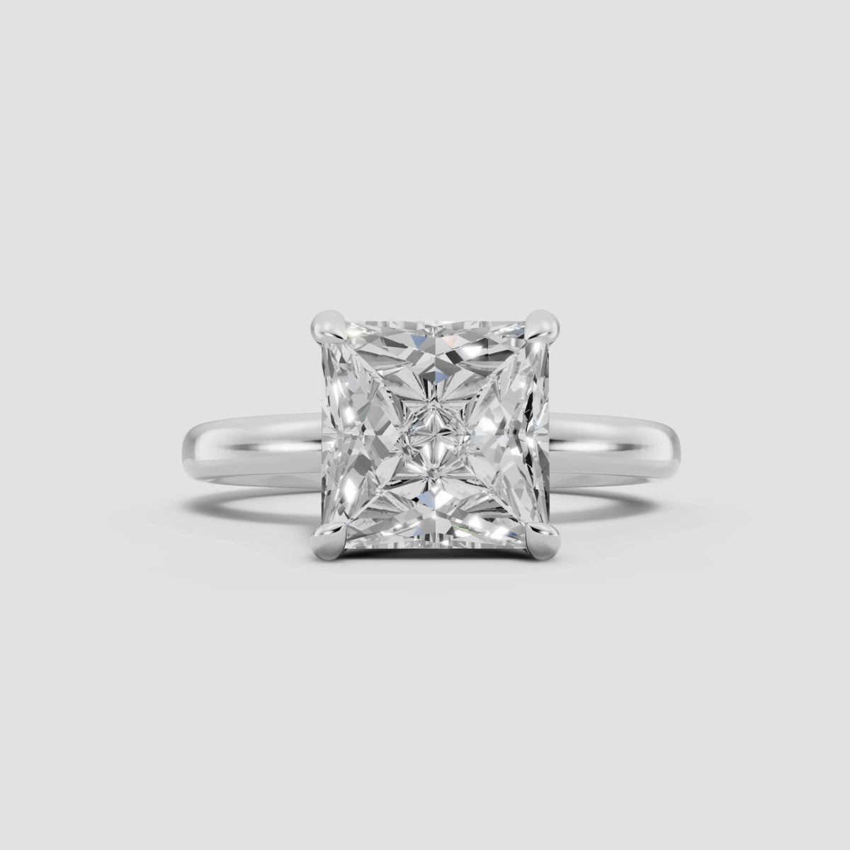 GAIA | Anillo solitario princesa en oro platino moissanita diamante Oro blanco 14k - Anillo de compromiso personalizado BRAVORA Jewelry