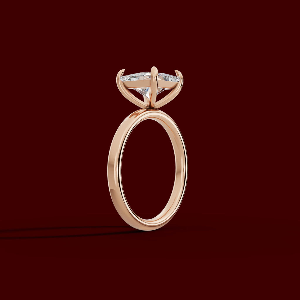 GAIA | Anillo solitario princesa en oro platino moissanita diamante Oro rosa 14k - Anillo de compromiso personalizado BRAVORA Jewelry