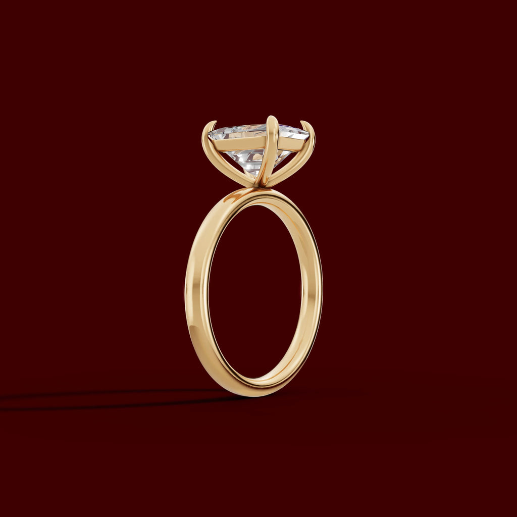 GAIA | Anillo solitario radiante en oro platino moissanita diamante Oro amarillo 14k - Anillo de compromiso personalizado BRAVORA Jewelry