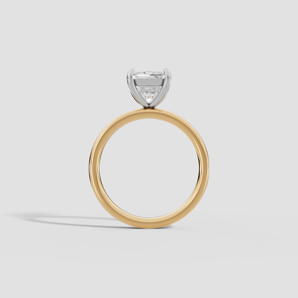 GAIA | Anillo solitario radiante en oro platino moissanita diamante Oro amarillo 18k + platino - Anillo de compromiso personalizado BRAVORA Jewelry