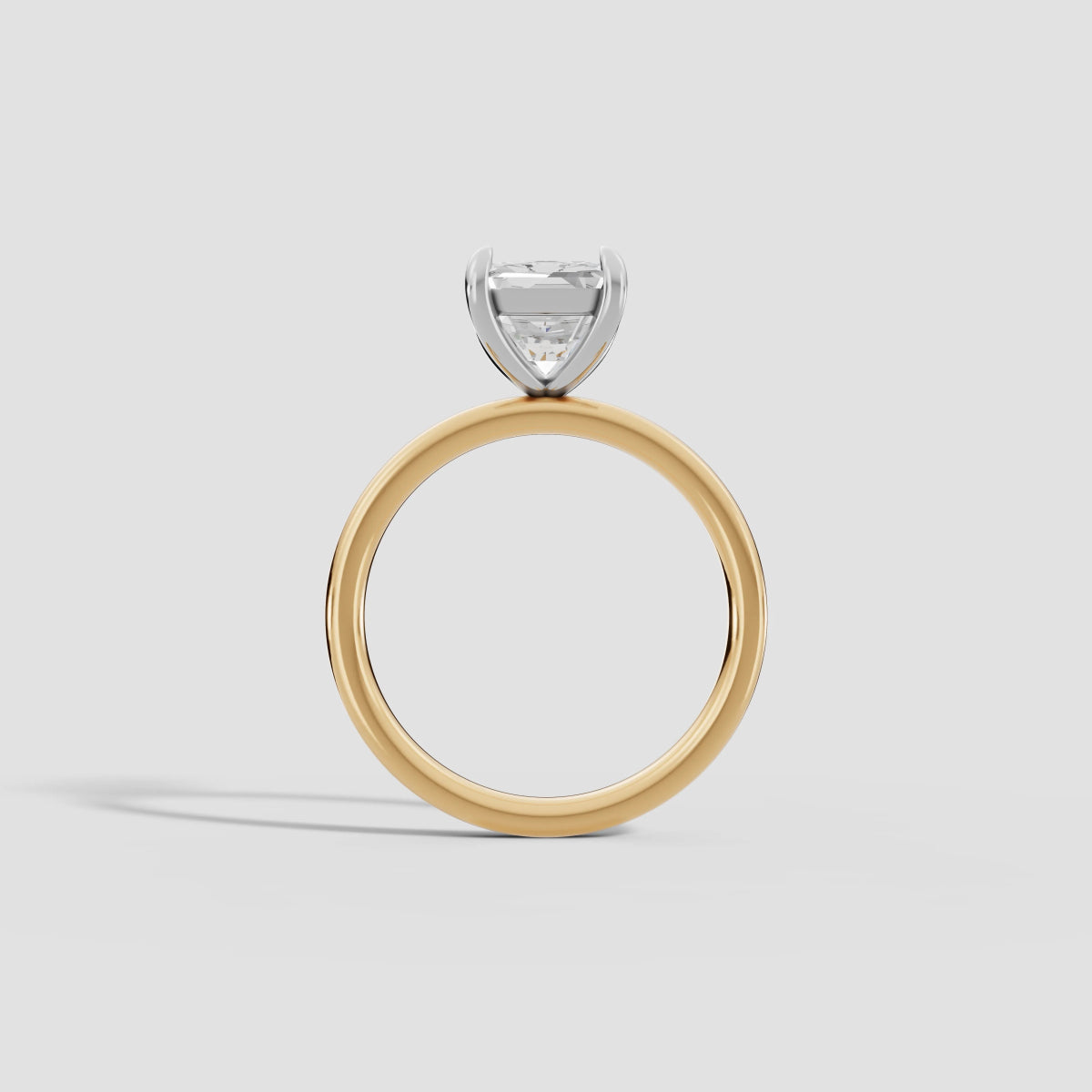 GAIA | Anillo solitario radiante en oro platino moissanita diamante Oro amarillo 18k + platino - Anillo de compromiso personalizado BRAVORA Jewelry