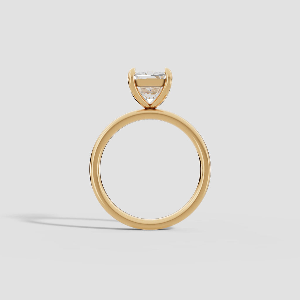 GAIA | Anillo solitario radiante en oro platino moissanita diamante Oro amarillo 14k - Anillo de compromiso personalizado BRAVORA Jewelry