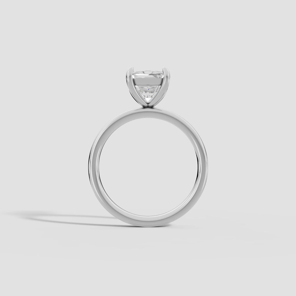 GAIA | Anillo solitario radiante en oro platino moissanita diamante Oro blanco 14k - Anillo de compromiso personalizado BRAVORA Jewelry