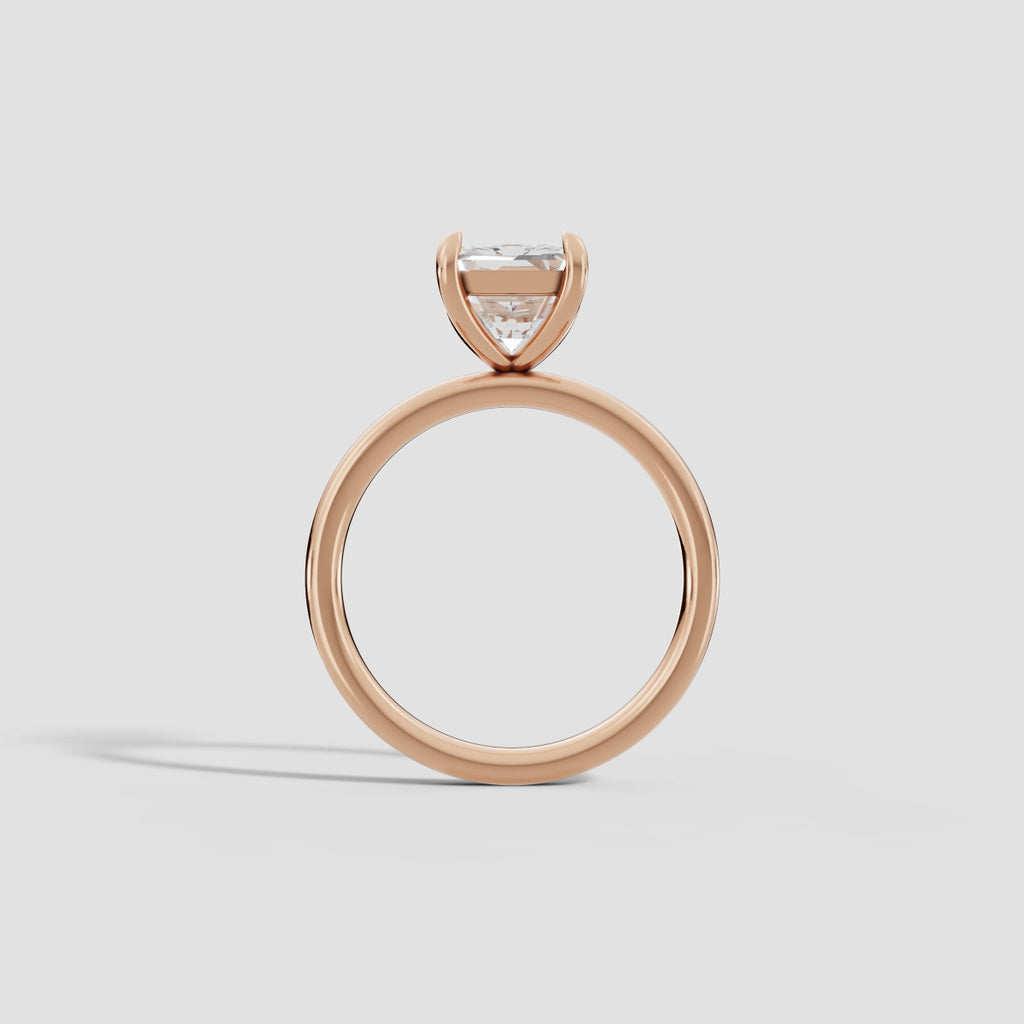 GAIA | Anillo solitario radiante en oro platino moissanita diamante Oro rosa 14k - Anillo de compromiso personalizado BRAVORA Jewelry