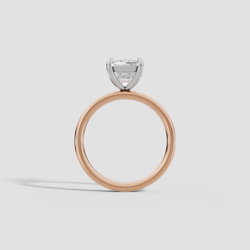 GAIA | Anillo solitario radiante en oro platino moissanita diamante Oro rosa 18k + platino - Anillo de compromiso personalizado BRAVORA Jewelry