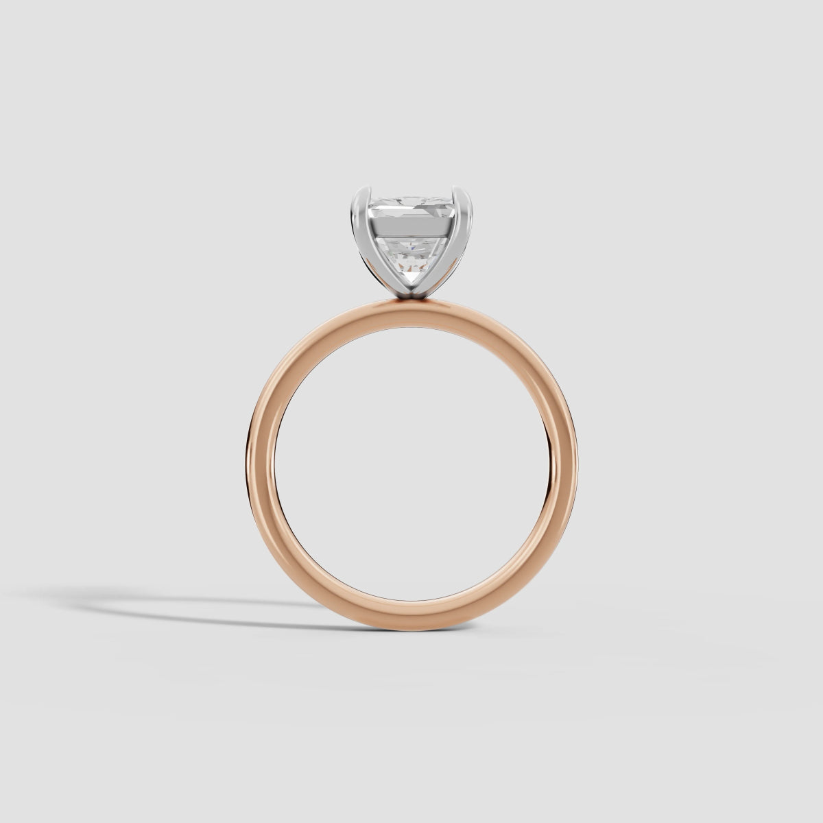 GAIA | Anillo solitario radiante en oro platino moissanita diamante Oro rosa 18k + platino - Anillo de compromiso personalizado BRAVORA Jewelry