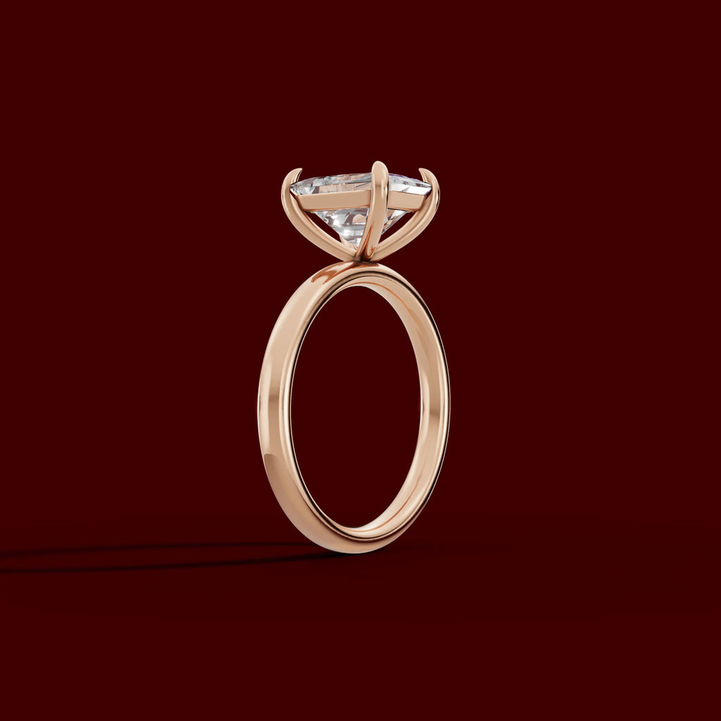 GAIA | Anillo solitario radiante en oro platino moissanita diamante Oro rosa 14k - Anillo de compromiso personalizado BRAVORA Jewelry