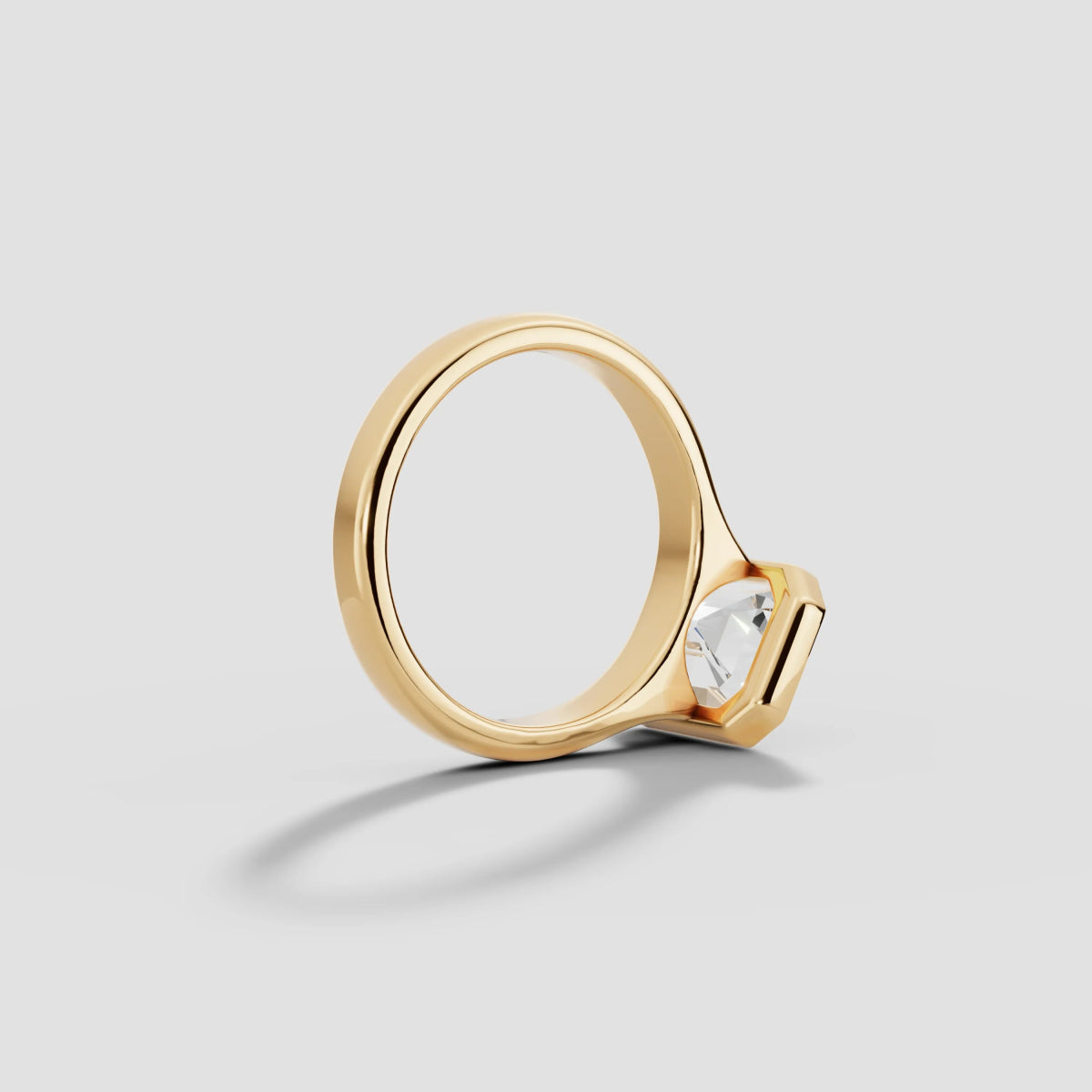 HERA | Anillo solitario esmeralda biselado en oro platino moissanita diamante Oro amarillo 14k - Anillo de compromiso personalizado BRAVORA Jewelry