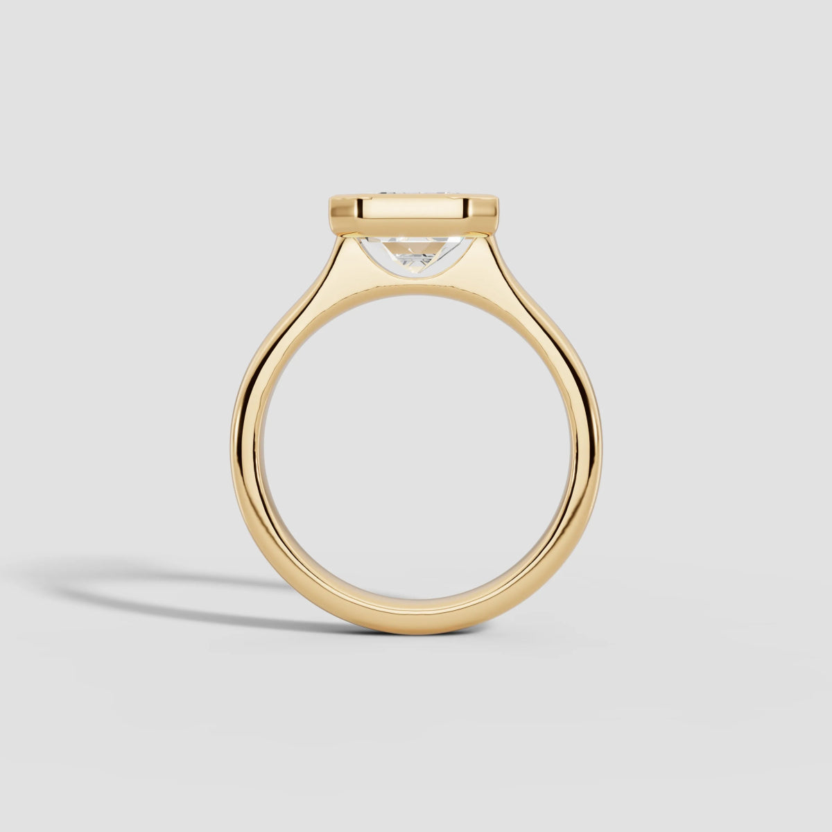 HERA | Anillo solitario esmeralda biselado en oro platino moissanita diamante Oro amarillo 14k - Anillo de compromiso personalizado BRAVORA Jewelry