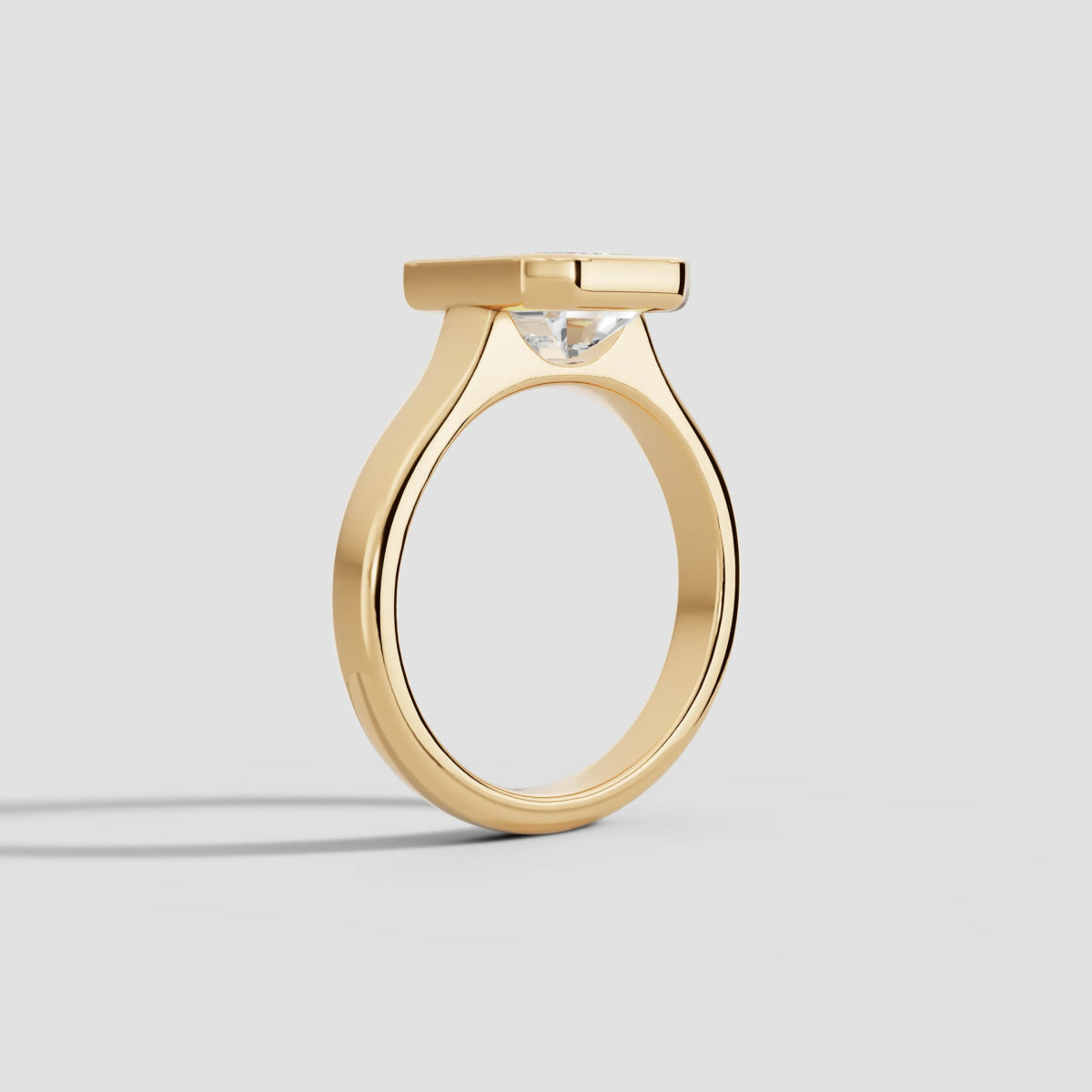 HERA | Anillo solitario esmeralda biselado en oro platino moissanita diamante Oro amarillo 14k - Anillo de compromiso personalizado BRAVORA Jewelry