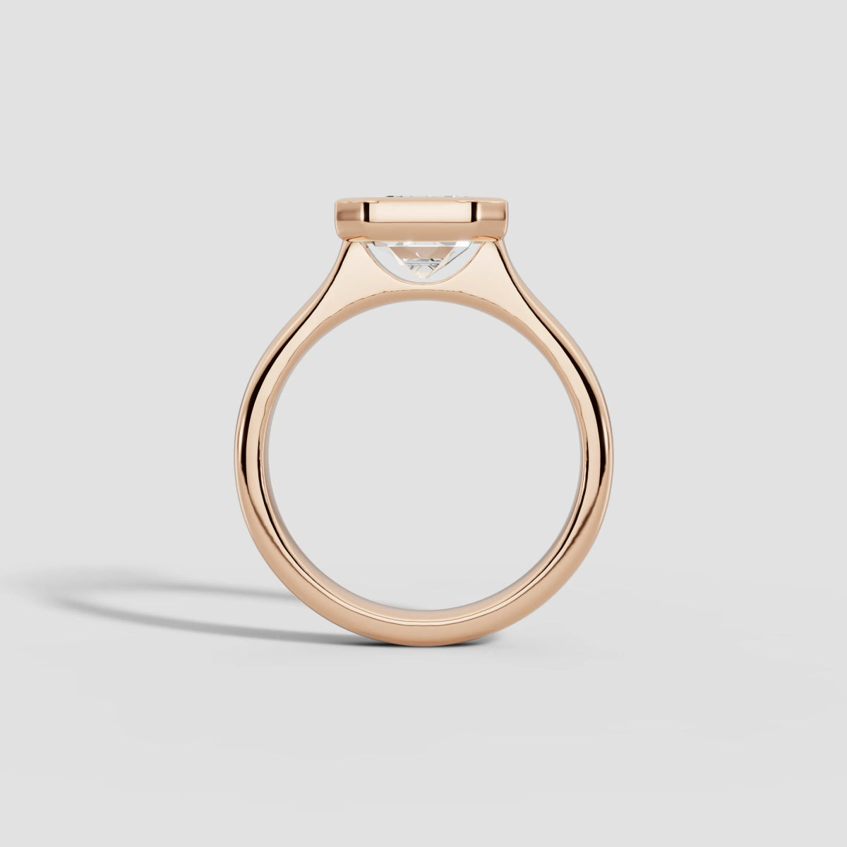 HERA | Anillo solitario esmeralda biselado en oro platino moissanita diamante Oro rosa 14k - Anillo de compromiso personalizado BRAVORA Jewelry