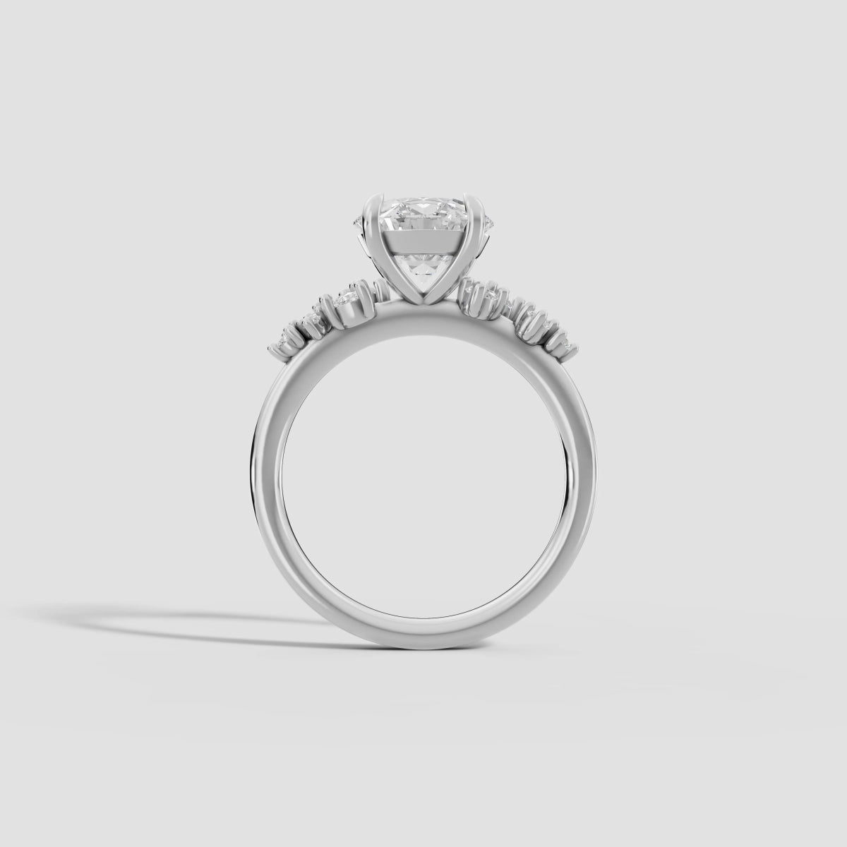 JASMINE | Anillo clúster brillante en oro platino moissanita diamante Oro blanco 14k - Anillo de compromiso personalizado BRAVORA Jewelry