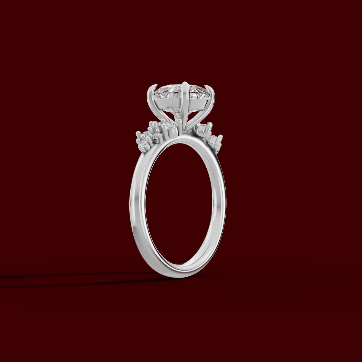 JASMINE | Anillo clúster brillante en oro platino moissanita diamante Oro blanco 14k - Anillo de compromiso personalizado BRAVORA Jewelry