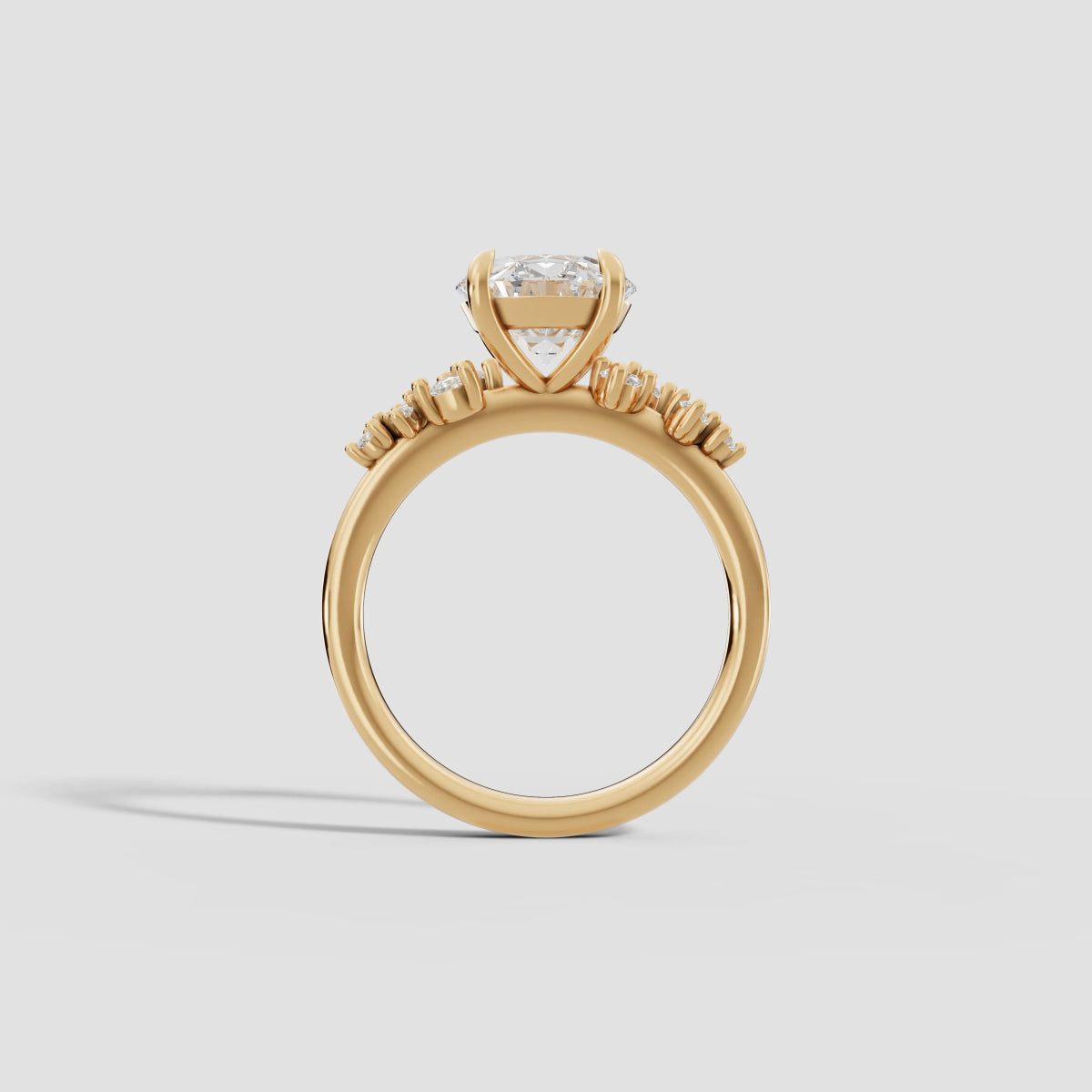 JASMINE | Anillo clúster brillante en oro platino moissanita diamante Oro amarillo 14k - Anillo de compromiso personalizado BRAVORA Jewelry