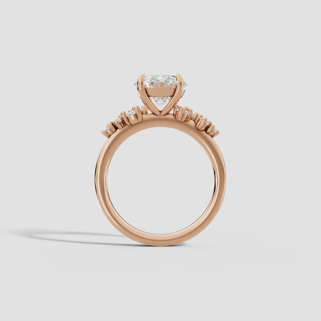 JASMINE | Anillo clúster brillante en oro platino moissanita diamante Oro rosa 14k - Anillo de compromiso personalizado BRAVORA Jewelry