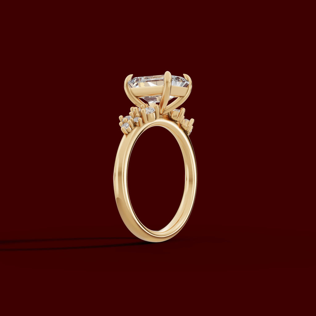 JASMINE | Anillo clúster esmeralda en oro platino moissanita diamante Oro amarillo 14k - Anillo de compromiso personalizado BRAVORA Jewelry