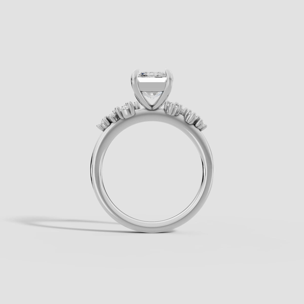 JASMINE | Anillo clúster esmeralda en oro platino moissanita diamante Oro blanco 14k - Anillo de compromiso personalizado BRAVORA Jewelry