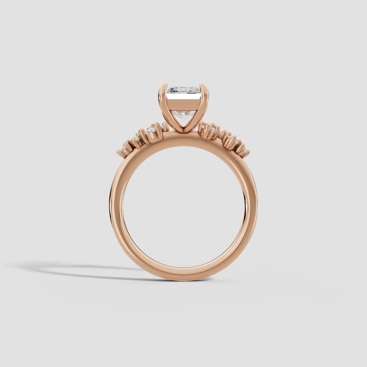 JASMINE | Anillo clúster esmeralda en oro platino moissanita diamante Oro rosa 14k - Anillo de compromiso personalizado BRAVORA Jewelry