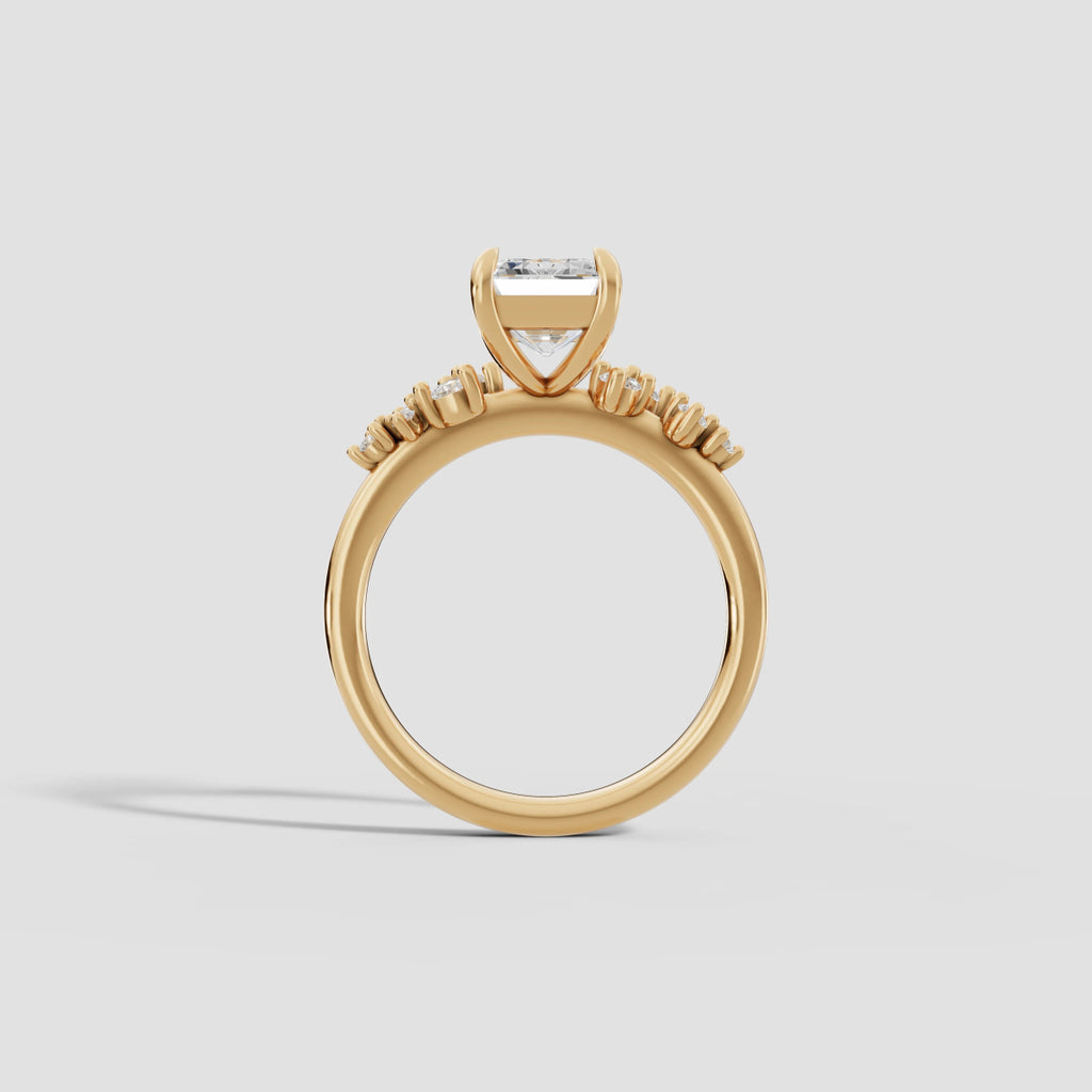 JASMINE | Anillo clúster esmeralda en oro platino moissanita diamante Oro amarillo 14k - Anillo de compromiso personalizado BRAVORA Jewelry