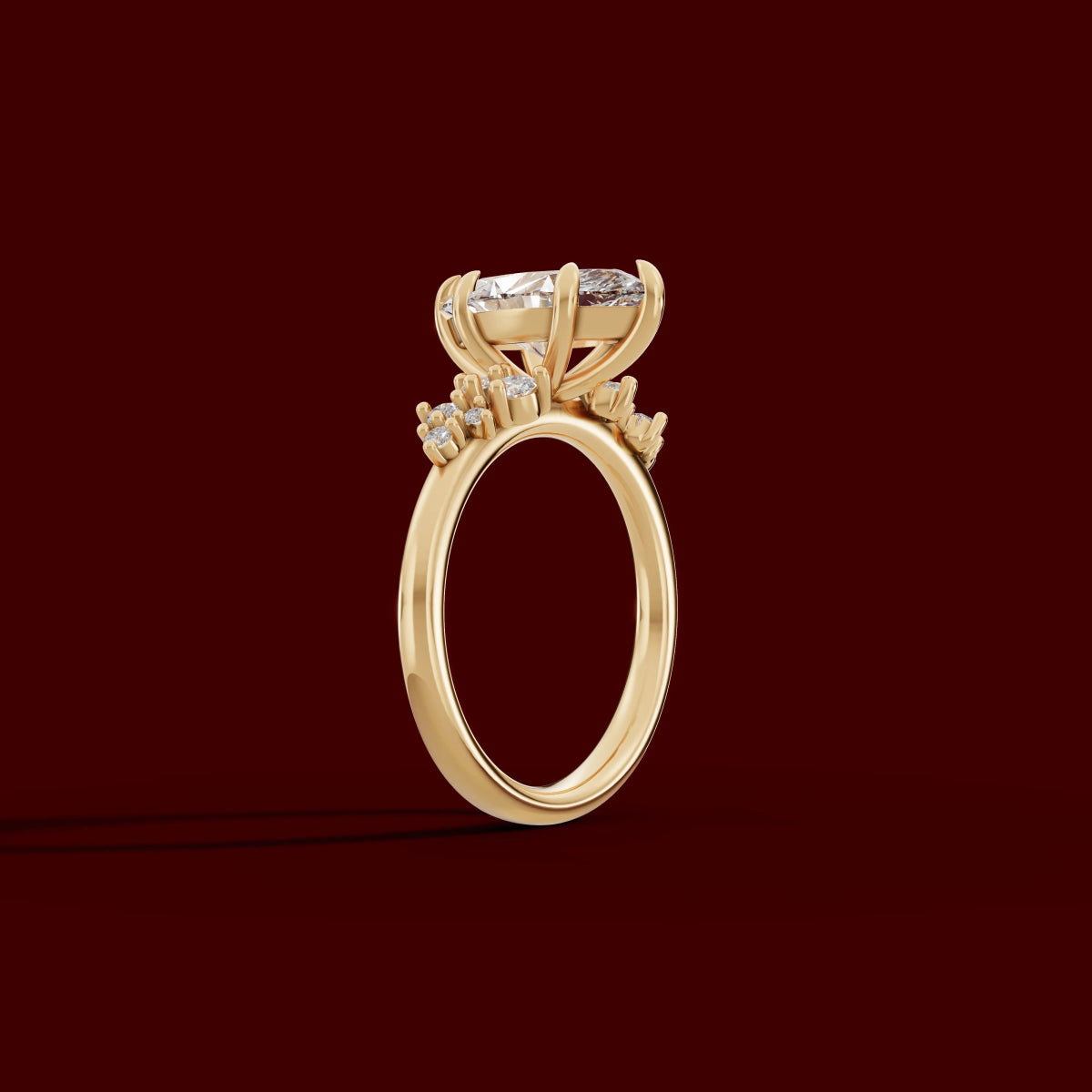 JASMINE | Anillo clúster marquesa en oro platino moissanita diamante Oro amarillo 14k - Anillo de compromiso personalizado BRAVORA Jewelry