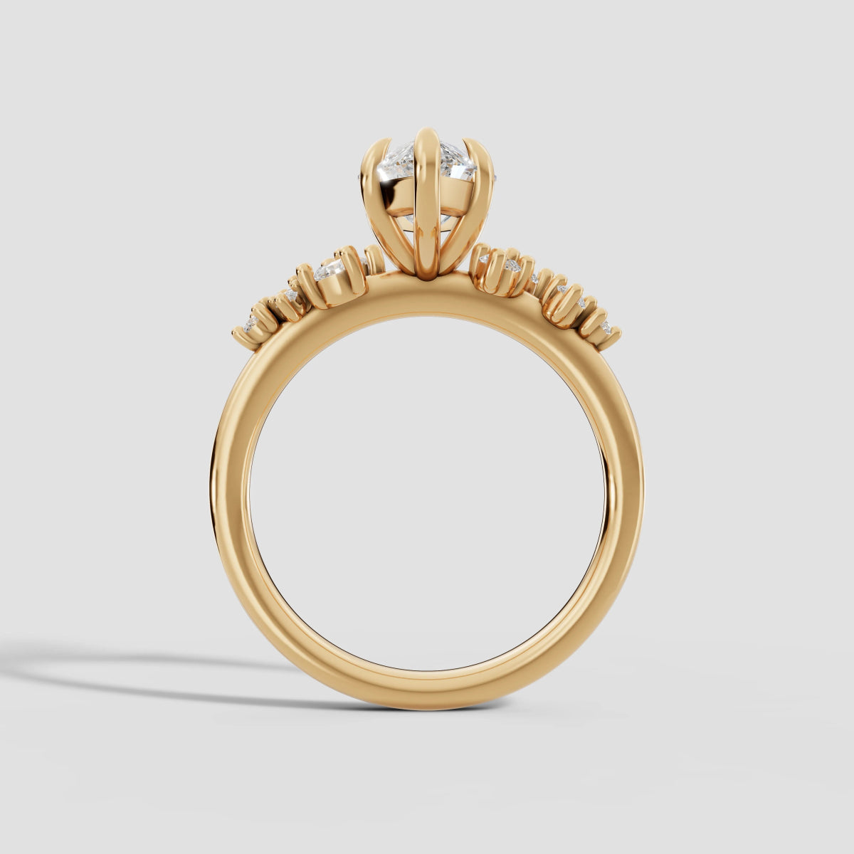 JASMINE | Anillo clúster marquesa en oro platino moissanita diamante Oro amarillo 14k - Anillo de compromiso personalizado BRAVORA Jewelry