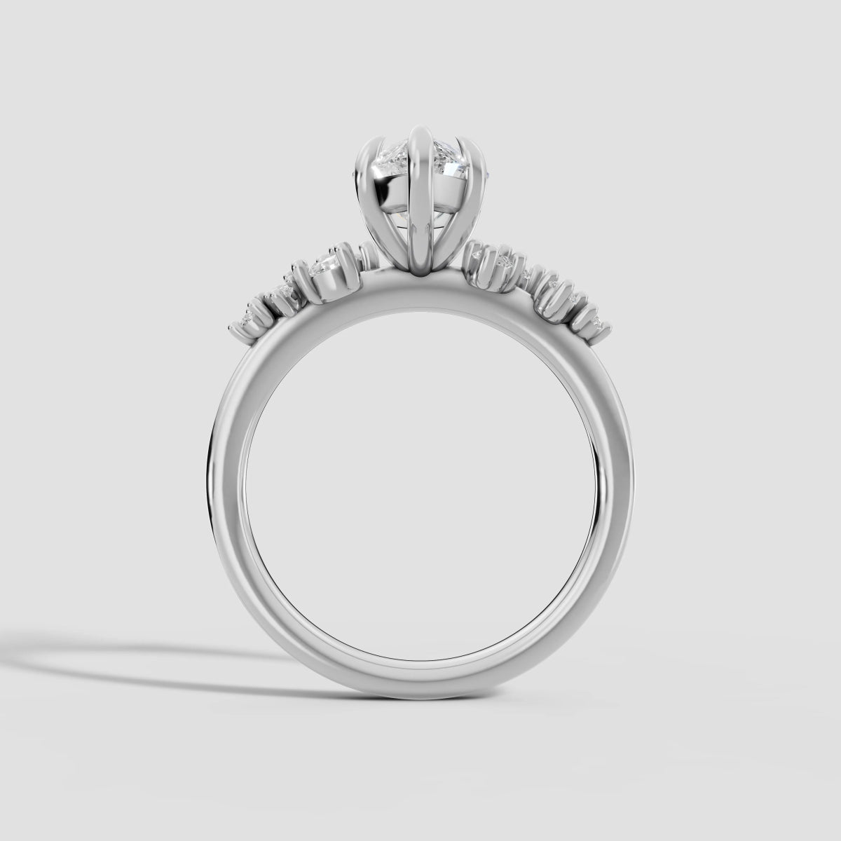 JASMINE | Anillo clúster marquesa en oro platino moissanita diamante Oro blanco 14k - Anillo de compromiso personalizado BRAVORA Jewelry