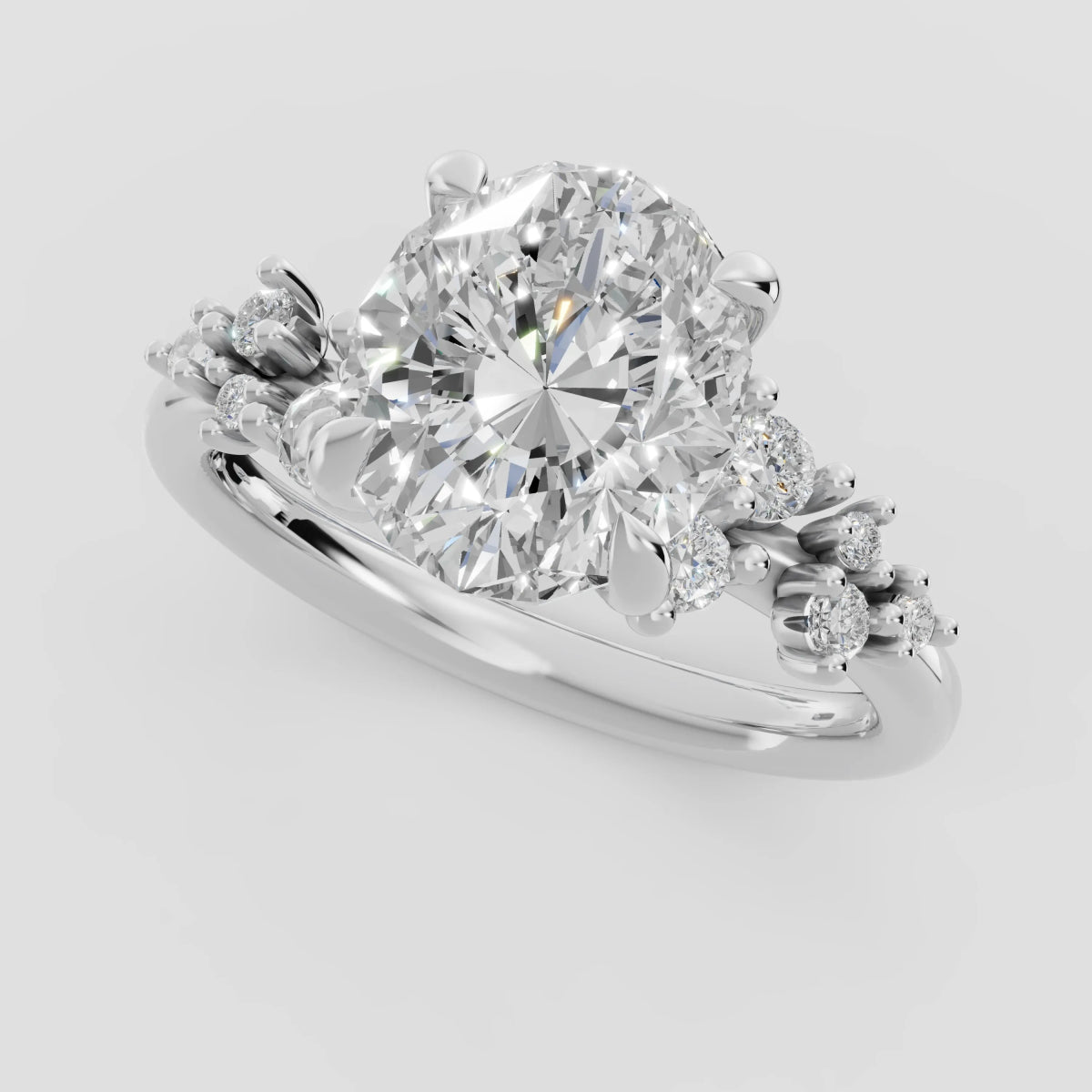 JASMINE | Anillo clúster oval en oro platino moissanita diamante Oro rosa 14k - Anillo de compromiso personalizado BRAVORA Jewelry