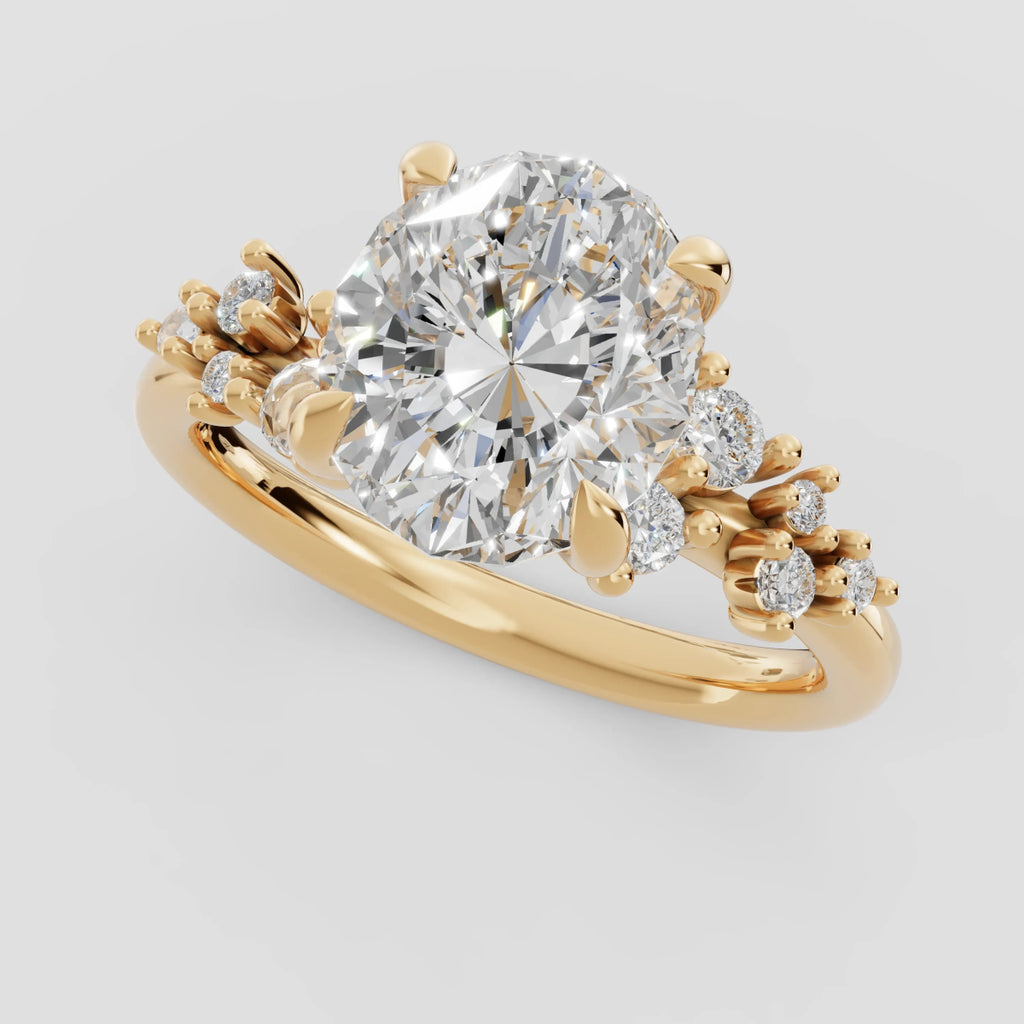 JASMINE | Anillo clúster oval en oro platino moissanita diamante Oro amarillo 14k - Anillo de compromiso personalizado BRAVORA Jewelry