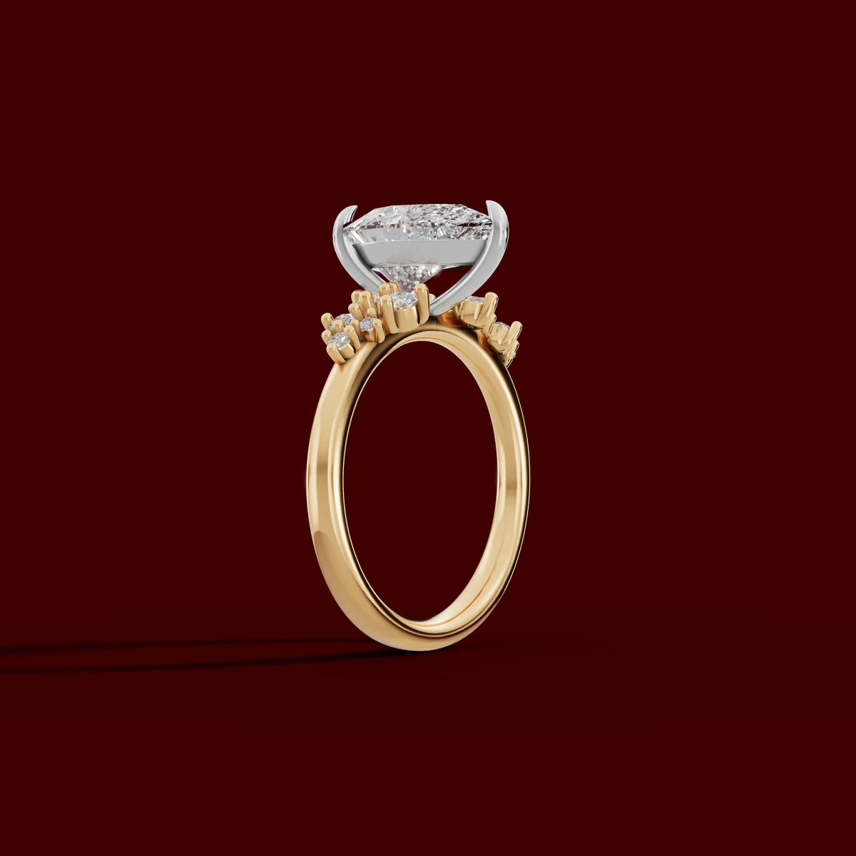 JASMINE | Anillo clúster pera en oro platino moissanita diamante Oro rosa 18k + platino - Anillo de compromiso personalizado BRAVORA Jewelry