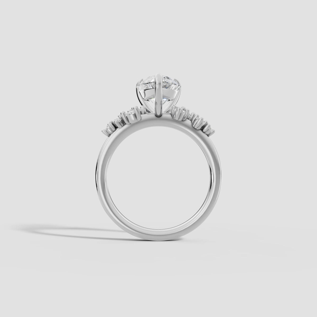 JASMINE | Anillo clúster pera en oro platino moissanita diamante Oro blanco 14k - Anillo de compromiso personalizado BRAVORA Jewelry