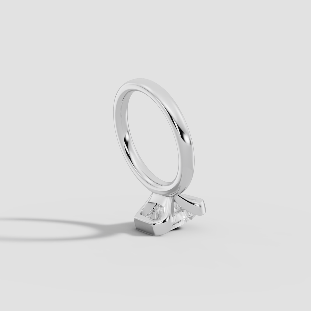 LYRIA | Anillo solitario radiante biselado parcial en oro platino moissanita diamante Oro blanco 14k - Anillo de compromiso personalizado BRAVORA Jewelry