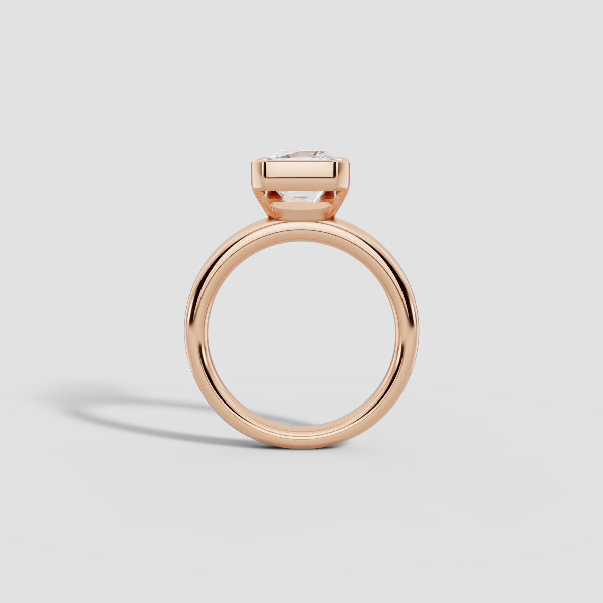 LYRIA | Anillo solitario radiante biselado parcial en oro platino moissanita diamante Oro rosa 14k - Anillo de compromiso personalizado BRAVORA Jewelry