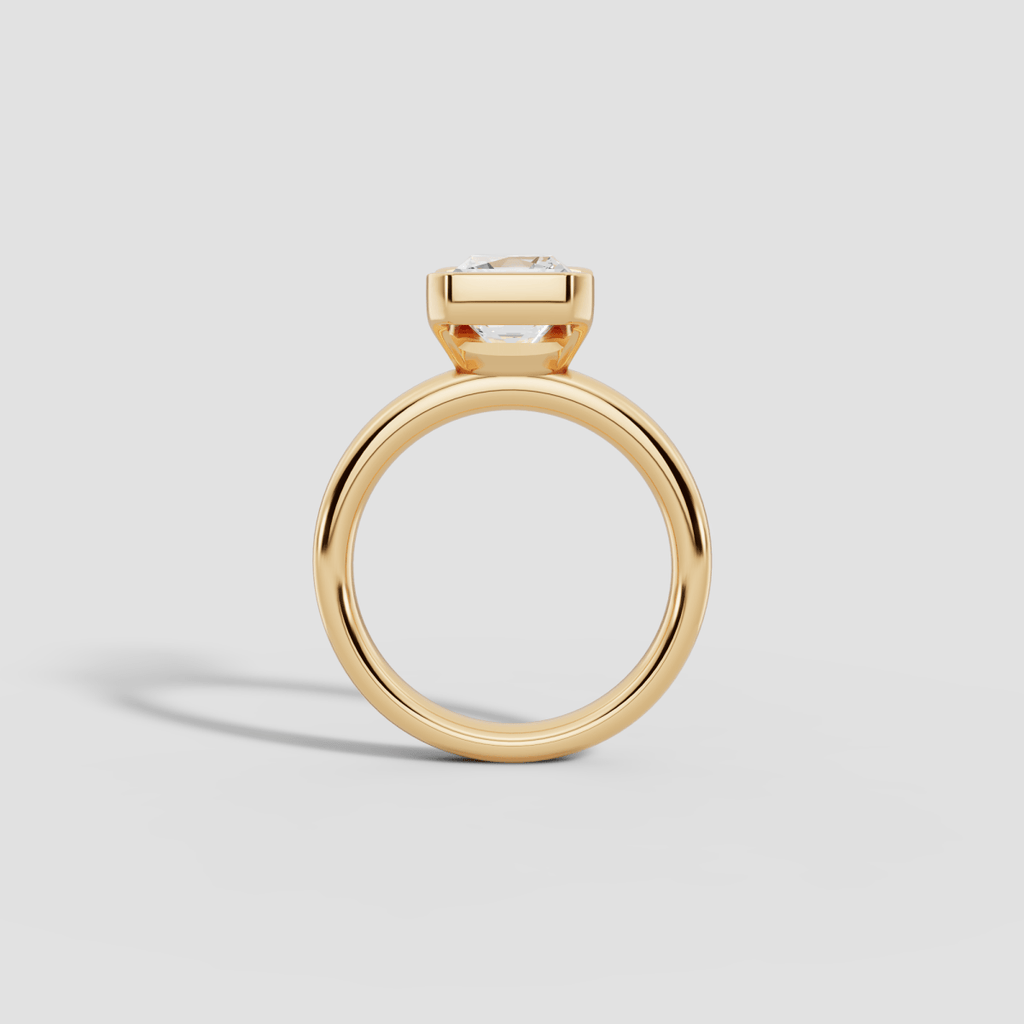 LYRIA | Anillo solitario radiante biselado parcial en oro platino moissanita diamante Oro amarillo 14k - Anillo de compromiso personalizado BRAVORA Jewelry