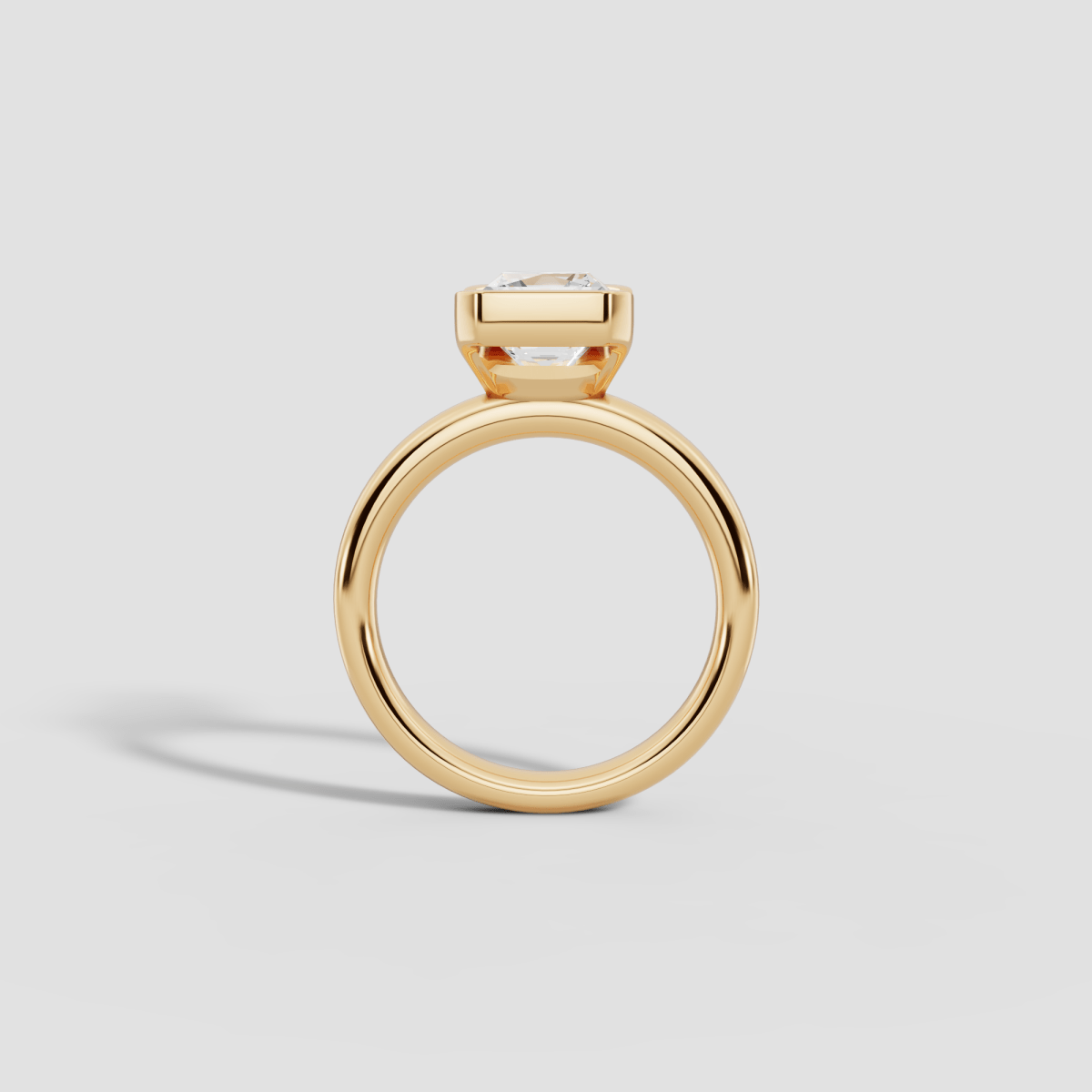 LYRIA | Anillo solitario radiante biselado parcial en oro platino moissanita diamante Oro amarillo 14k - Anillo de compromiso personalizado BRAVORA Jewelry