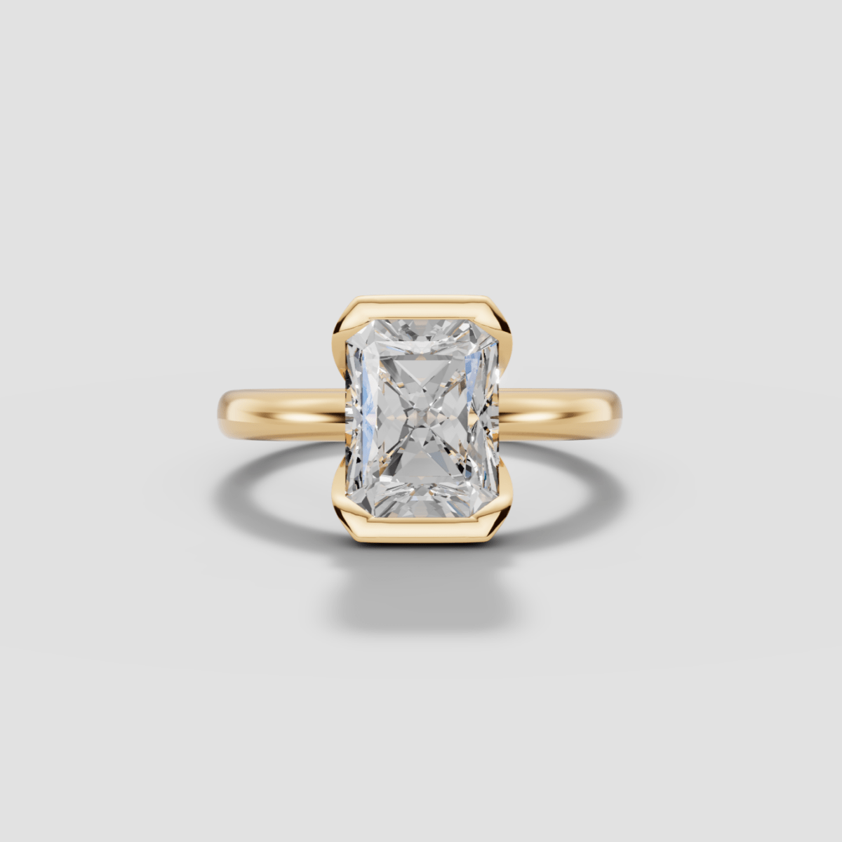 LYRIA | Anillo solitario radiante biselado parcial en oro platino moissanita diamante Oro amarillo 14k - Anillo de compromiso personalizado BRAVORA Jewelry