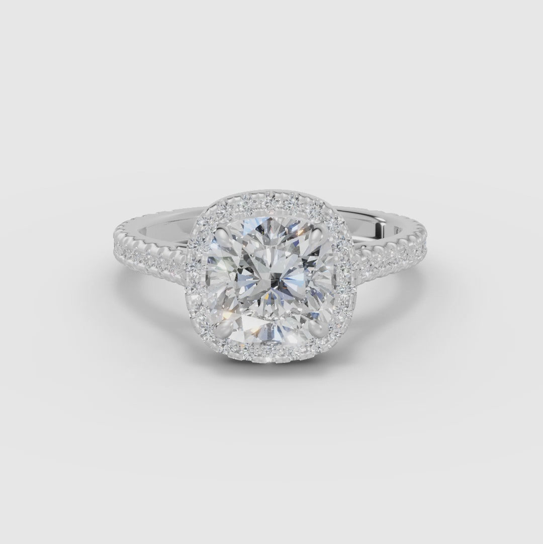 HELIA | Anillo halo cojín con catedral