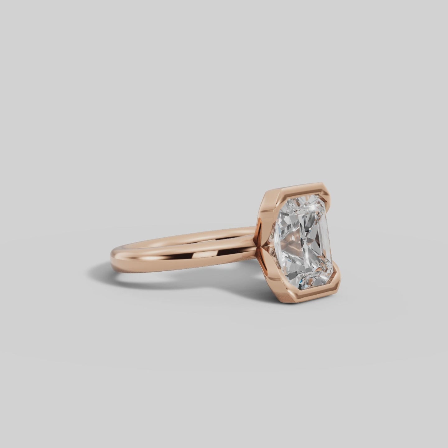 LYRIA | Anillo solitario radiante biselado parcial