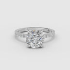 Anillo de compromiso AURORA brillante solitario medio pavé en oro blanco - vídeo