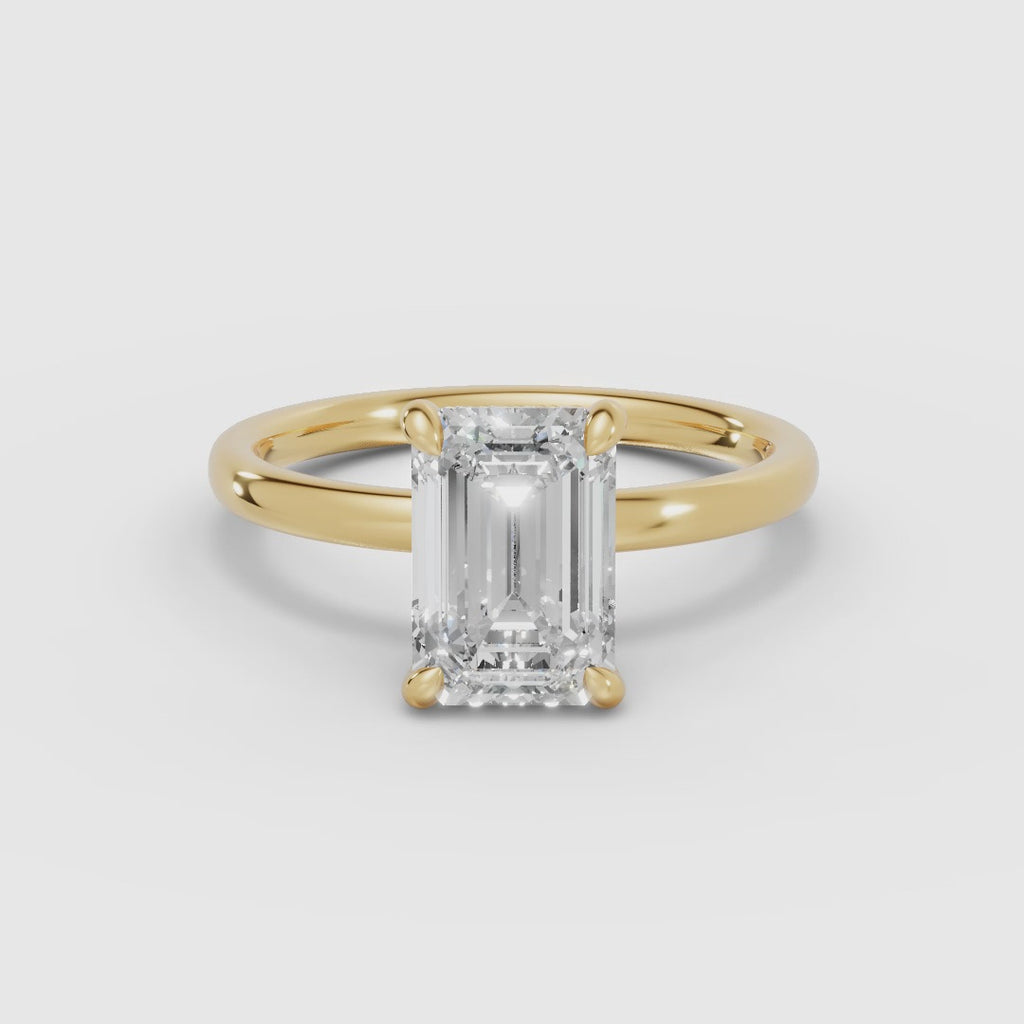 Anillo solitario halo escondido esmeralda | THEIA