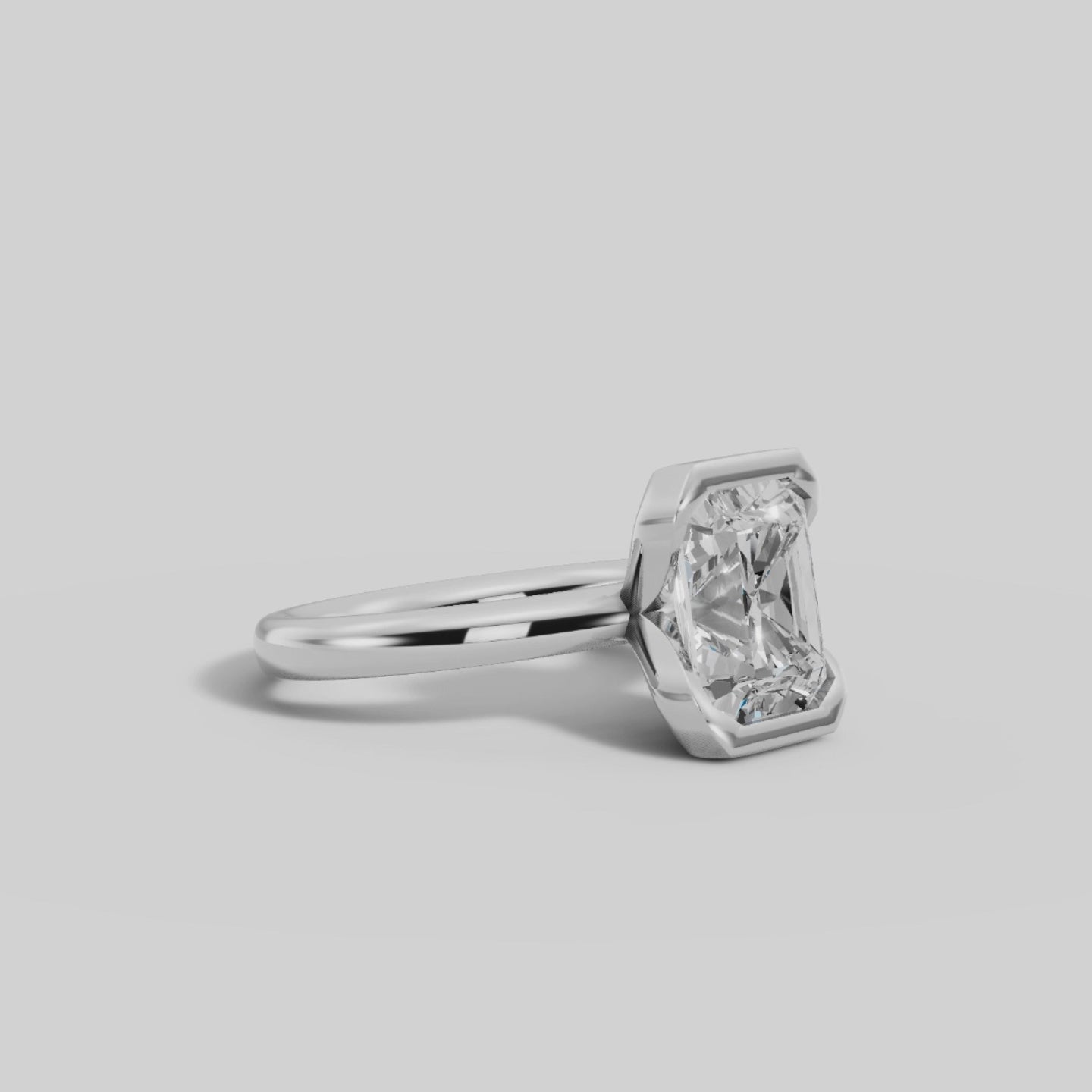 LYRIA | Anillo solitario radiante biselado parcial