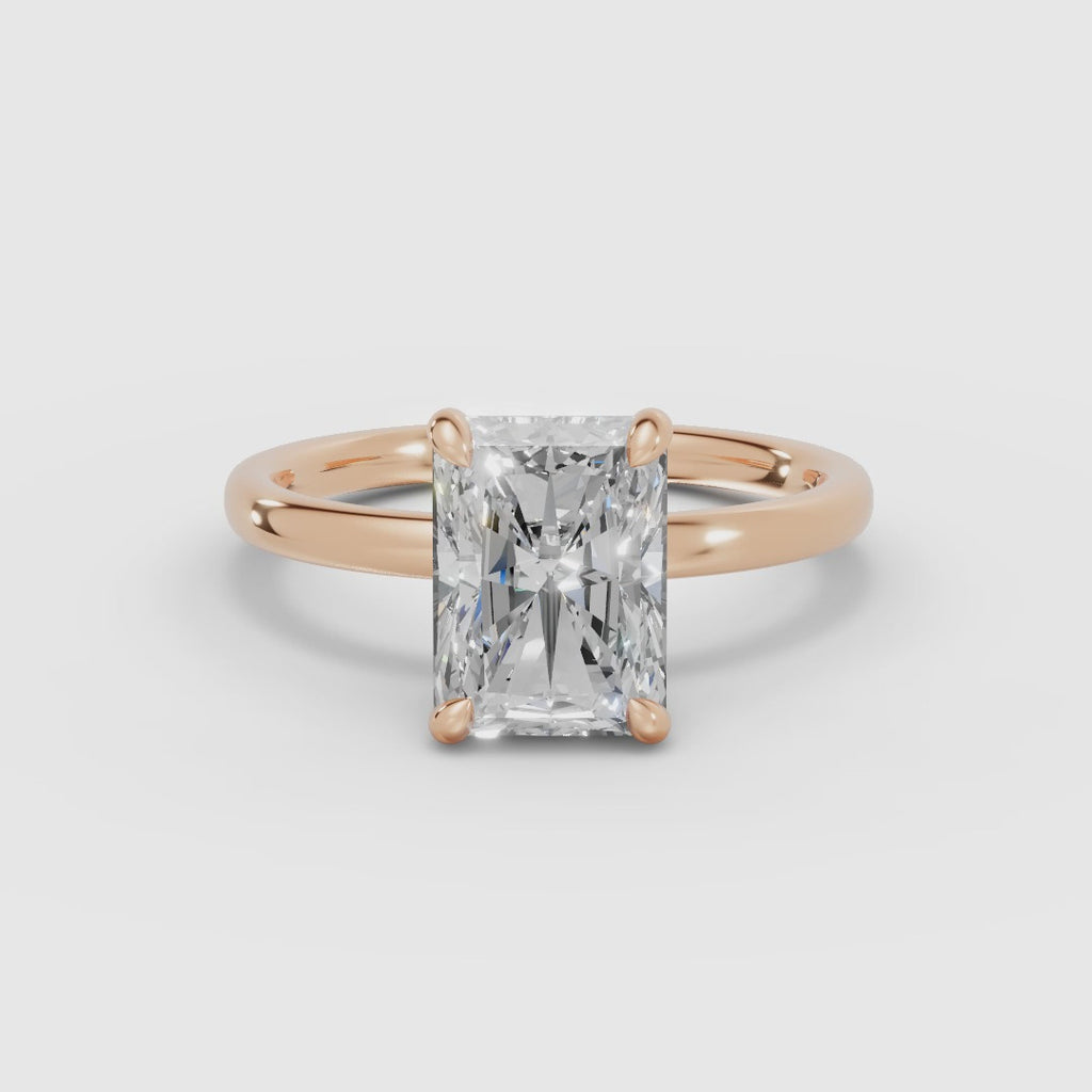 THEIA | Anillo solitario halo escondido radiante