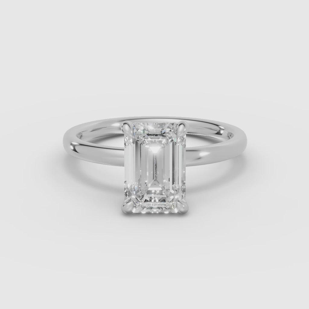 Anillo solitario halo escondido esmeralda | THEIA