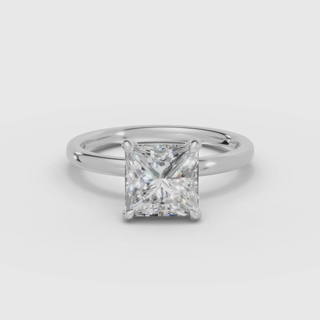 THEIA | Anillo solitario halo escondido princesa