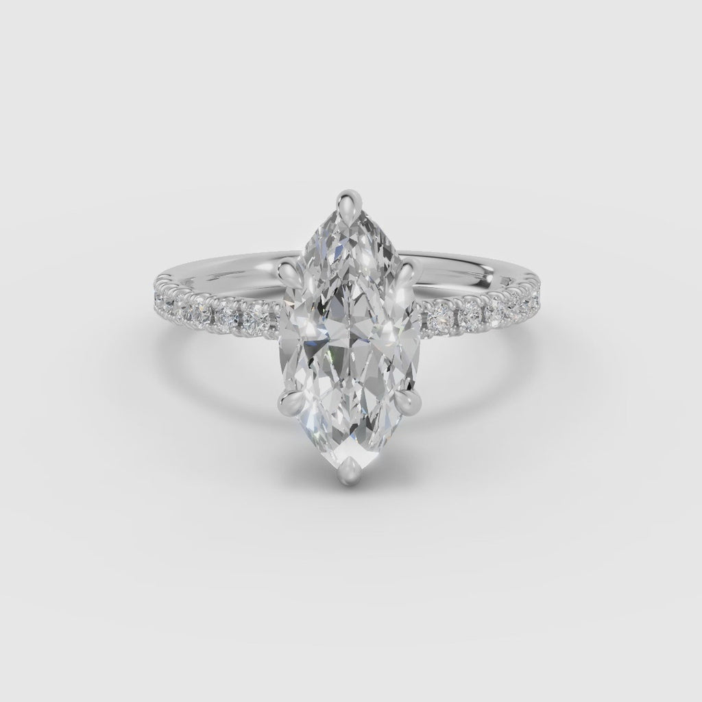 Solitärring mit Marquise-Schliff, Halb-Pavé | AURORA